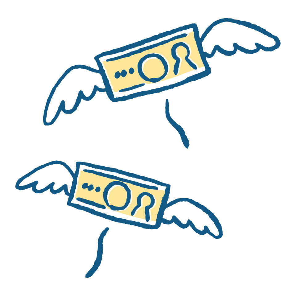 お金が飛んでいくイメージ