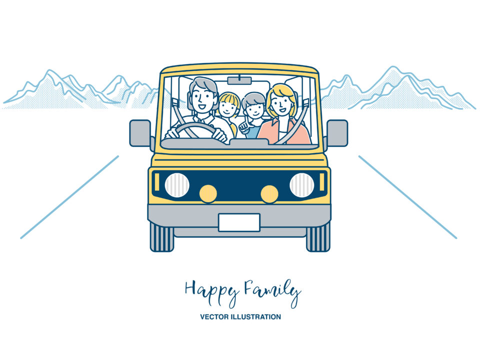 車で旅行する家族