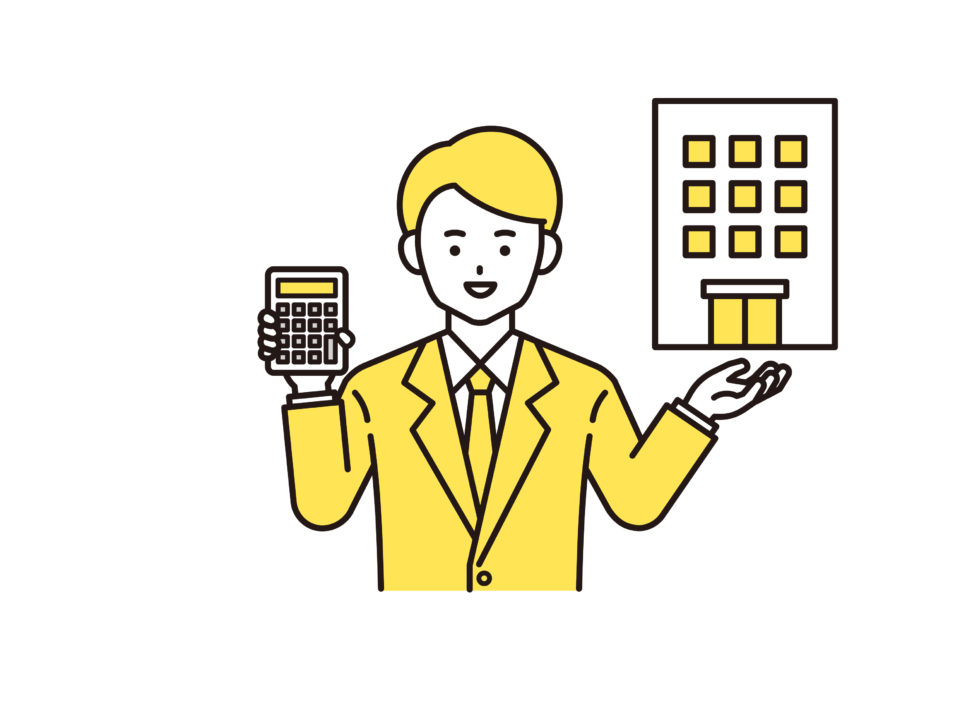 マンションを紹介する男性